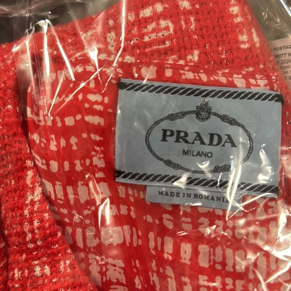 PRADA Tweed Jackie Red Dress Knee Length size 40 Short Sleeve - Picture 4 of 14